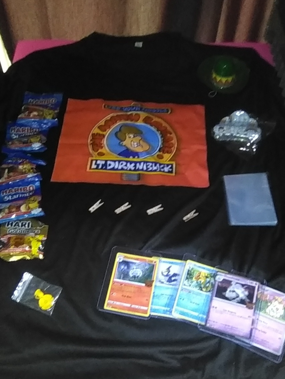 Retro T-shirt Dirk Niblick Of The Math Bragade Pbs Surprise Box W/Pokemon Cards